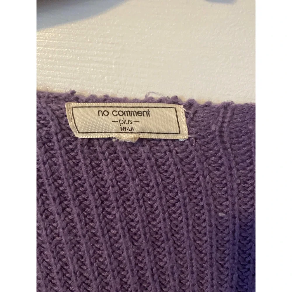 No Comment Plus Colorblock V-Neck Sweater Purple White Green 3X RS621227
